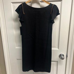 NWT! Zara Sheath Black Dress with Flutter Sleeve Detail